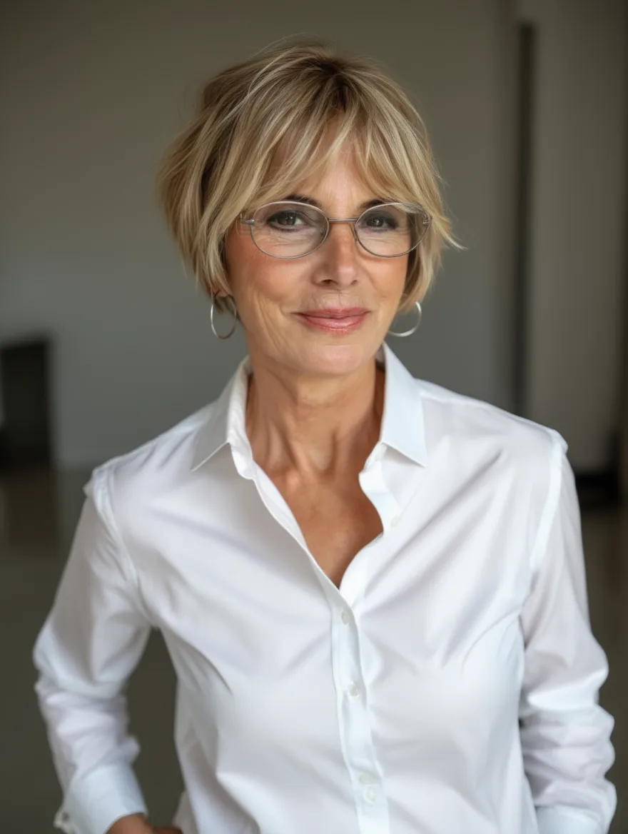Textured Layered Bob in Light Sandy Blonde